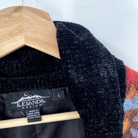 Icelandic Design Horses landscape Western knit Lined Sweater Jacket - Picture 3 of 5